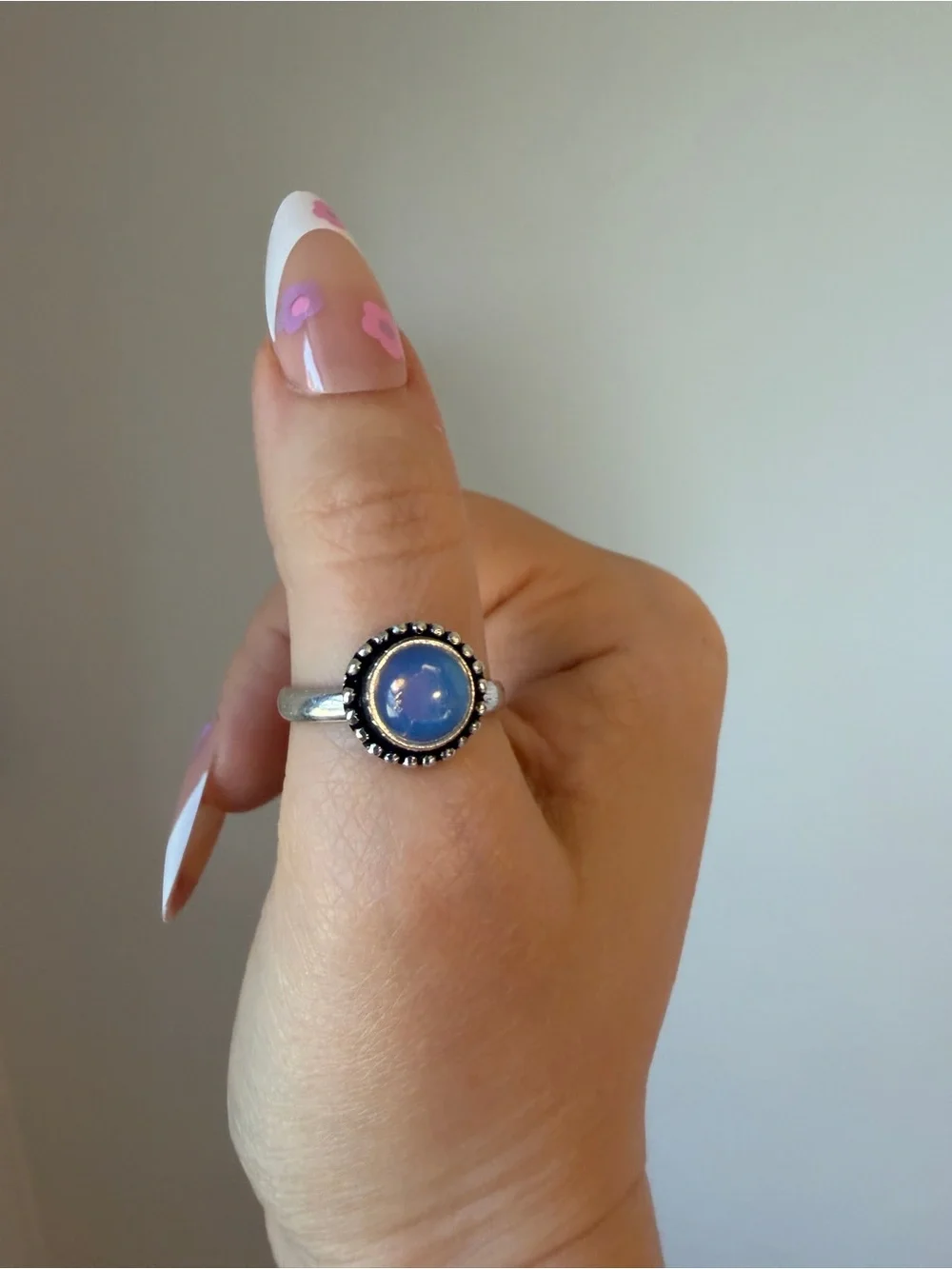 Sterling Silver 925 Blue Cabochon Ring Size 7